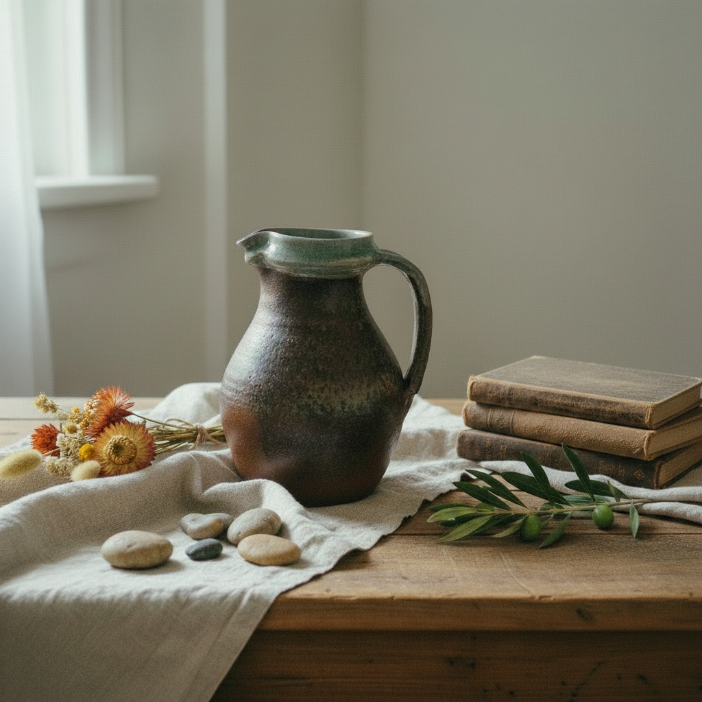 Celadon Jug Scene with Books