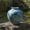 Celadon Large Jar in Garden Scene