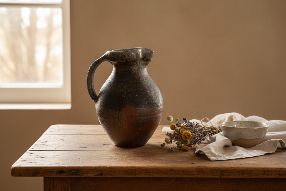 Celadon Round Devon Jug - Scene