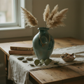Celadon Round Vase Enriched Scene