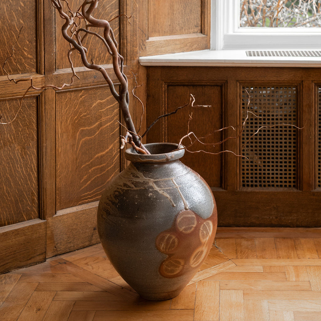 Grand pot en terre cuite latérale non émaillée