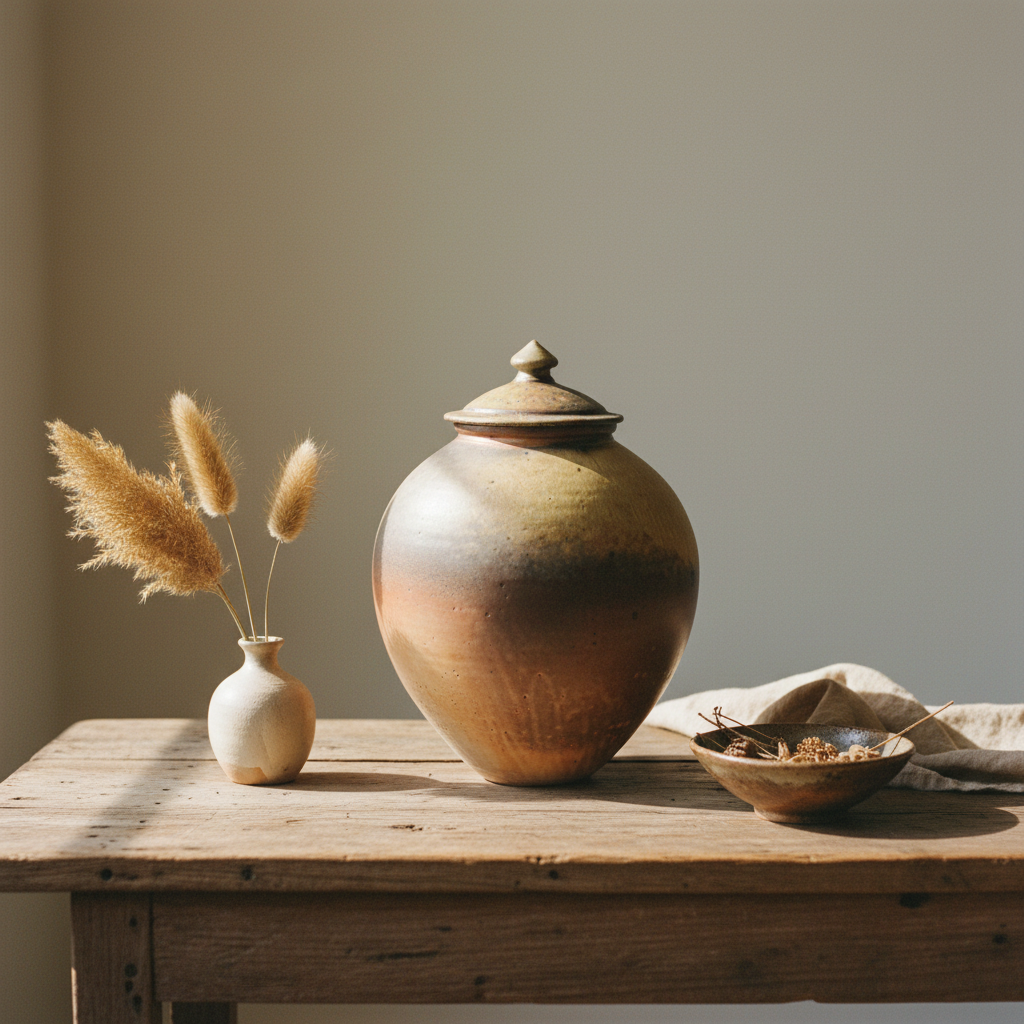Orange Shino Lidded Jar — 场景图